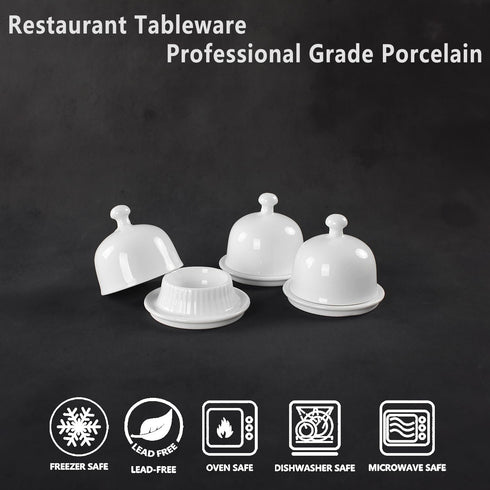 jinsongdafa Countertop, Set 4, 3.5 inch Butter Dish with Lid, Suitable for of Ceramic Butter Tray with Handle Lid