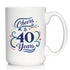 Cheers to 40 Years Coffee Mug, Gifts for Women & Men, 40th Anniversary Party Decor, Large 15oz White Ceramic Mug
