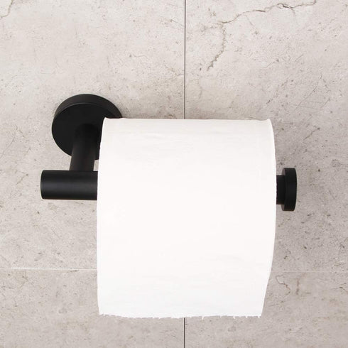 GERZ Bathroom Toilet Paper Holder, SUS 304 Stainless Steel Matte Black Wall Mount Tissue Roll Holder