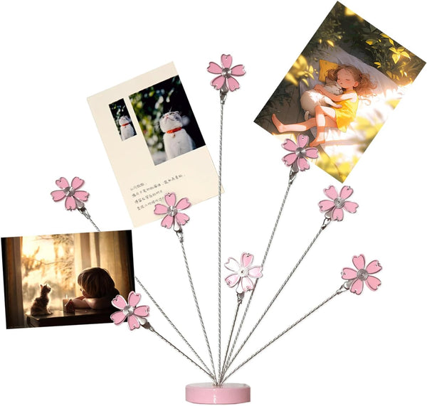 8-Branch Family Tree Picture Frame Holder, Card Photo Clips Holder for Memo Notes and Christmas Displays