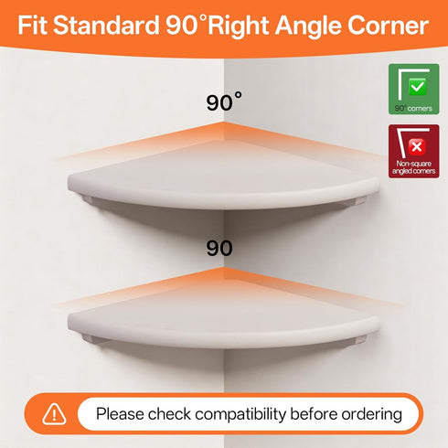 9inch Gieanoo White Corner Wall Shelf Solid Oak Wood Floating Corner Shelf with Wire Hole Corner Wall Storage Display