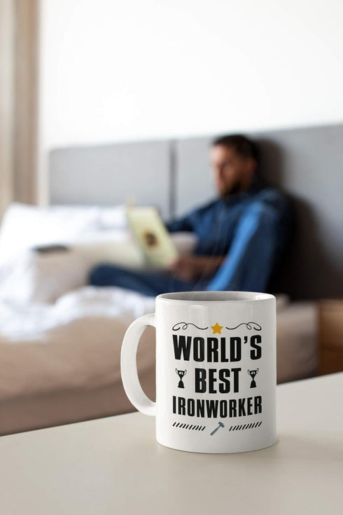 Ironworker Gifts - World's Best Iron Worker 11 Ounce Coffee Mug, Gift Idea for Co-Worker