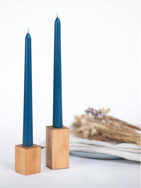 CANDWAX 8 inch Dark Blue Tapered Candles - Set of 12 Dripless Dinner Candles