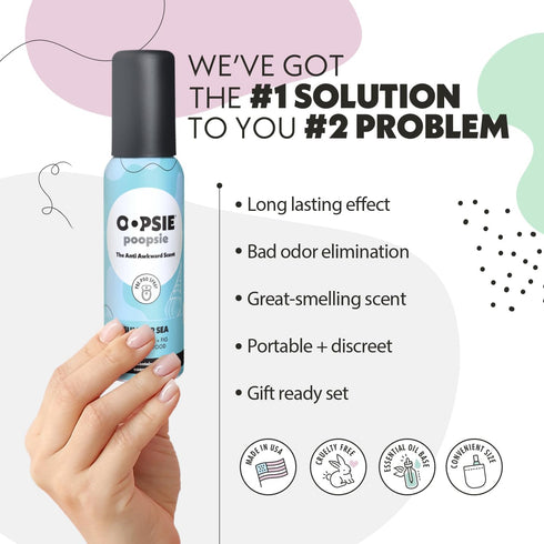 Summer Sea Before & After You Go Toilet Spray, 2oz Portable Odor Eliminator for Travel
