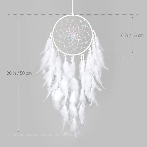White Feathers Dream Catcher by Dremisland, Elegant Wall Hanging for Bedroom, Wedding Party Gift for Girls