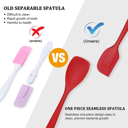 Silicone Spatula Set, 4-Piece Rubber Cooking Utensil Set, Heat Resistant Seamless Turner Spatulas for Nonstick