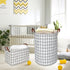 CLOCOR Rectangular Storage Basket, Collapsible Waterproof Coating Storage Bin with Handles, Cute Pattern (white checks)