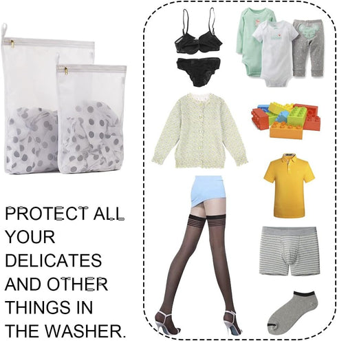 TENRAI Delicates Laundry Bags, Fine Mesh Wash Bag for Underwear, Lingerie, Bra, Pantyhose, Socks (White)