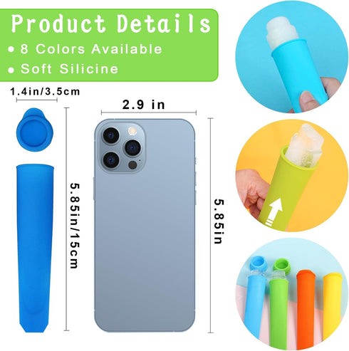 8 Frozen PCS Popsicles Molds, Reusable Multi Colors Popsicle Maker with Lids for Kids, Baby Popsicle Tubes for DIY