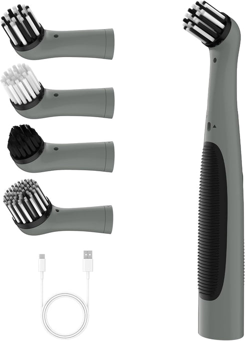 Rechargeable Electric Cleaning Brush with 4 in 1 Brush Heads and USB Cable, Cordless Motorized Brush for Bathroom and