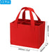 PATIKIL 6 Bottle Wine Carrier Tote Bag, 2 Pack Wine Bottle Carrying Bag with Divider Reusable Wine Storage Bag Felt Grocery Bags Portable Gift Bag, Red