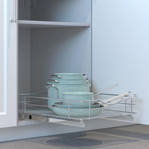 Home Zone Living Pull Out Kitchen Cabinet Organizer, Slide Out Drawer for Space Saving Storage, 17” W x 21” L