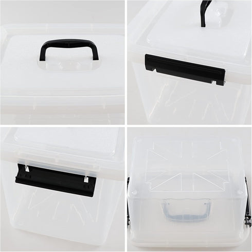 Plastic Bin with Lid - Mixed Size Latching Storage Box, 2 Packs, 6 Quart & 12 Quart