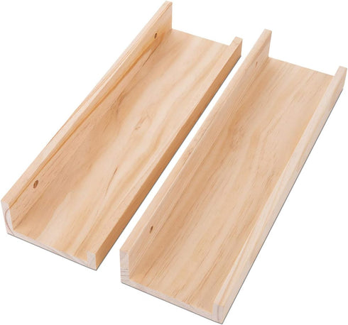 Set 2, 16 Inches AZSKY Picture Ledge Shelf, Small Floating Shelves of Nursery Book Shelves for Storage, Bookshelf Wall