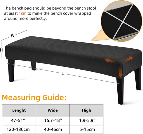 YISUN Waterproof Bench Covers for Dining Room, Stretch Jacquard Bench Slipcover Anti-Dust Removable Washable Chair Seat