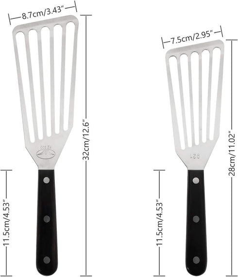 Fish Spatula - 2 Pack Stainless Steel Slotted Spatulas for Cooking, Flipping, Frying, Grilling