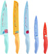G.a HOMEFAVOR 5-Piece Kitchen Knife Set, Nonstick Coated with 5 Blade Guards, Multicolored