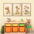 3Pcs Teddy Bear Sports Nursery Animal Canvas Wall Art Cute Woodland Baby Bear Rugby Wall Decor Pictures Football