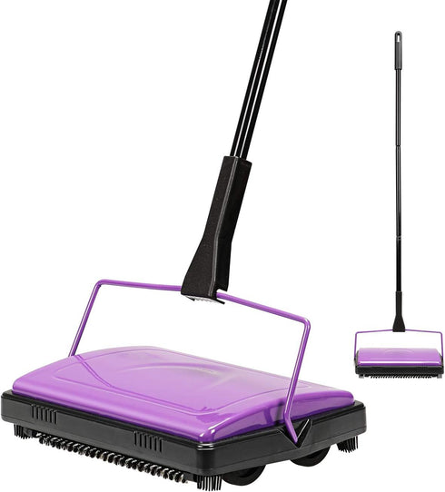 Yocada Carpet Sweeper Cleaner for Home Office, Purple Cleaner for Low Carpets, Rugs, Pet Hair, Dust, and Scraps