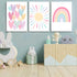 3Pcs 12x16in RCJARTI Pink Nursery Canvas Wall Art Rainbow Poster Kids Bedroom Baby Girls Toddler Pastel Wall Decor
