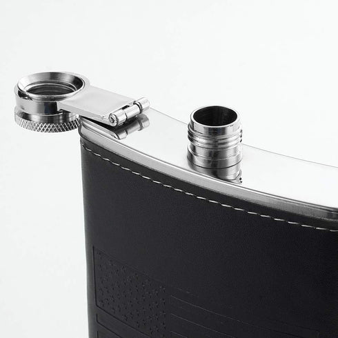 Stainless Steel American Flag Flask, 8oz Soft Touch Cover Liquor Flasks, Leak Proof Black PU Leather