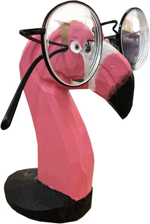 TANG SONG Handmade Wood Hand Carved Flamingo Eyeglass Holder for Office Desk Decor Gifts