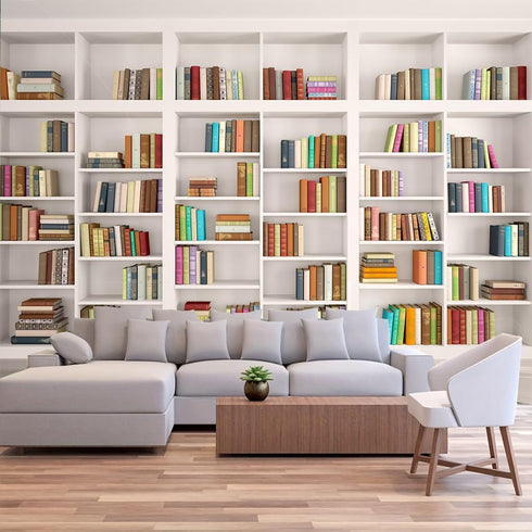 FENDROM White Bookshelf Bookcase Tapestry Home Office Video Conference Study Room Tapestries Wall Hanging Art