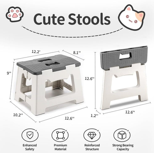 9'' 300lb, CasaZenith Step Stool Foldable, Folding Step Stool for Kids & Adults, Hold Up to Lightweight Small