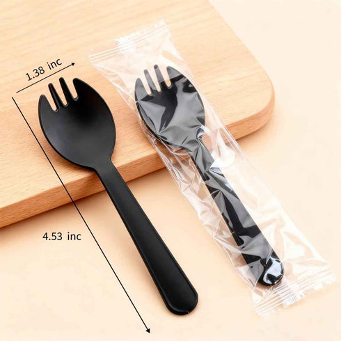50 Pack 8.5oz Disposable Parfait Dessert Cups with Dome Lids & Black Sporks - Clear Parfait Cups for Yogurt, Fruit