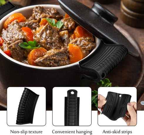 Silicone Assist Handle Holder, Hot Skillet Handle Covers for Cast Iron Skillets, Non-Slip Heat Resistant Pan Grip