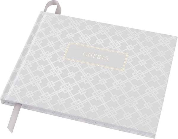 Global Printed Products Wedding Guest Book, 9"x7", White with Gold Foil