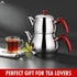 Set Set, 0.84 1.26 Hakan Teapot with Self Strainer Double Lids, Stainless Steel Mini Double Bondy Tea Pot Turkish
