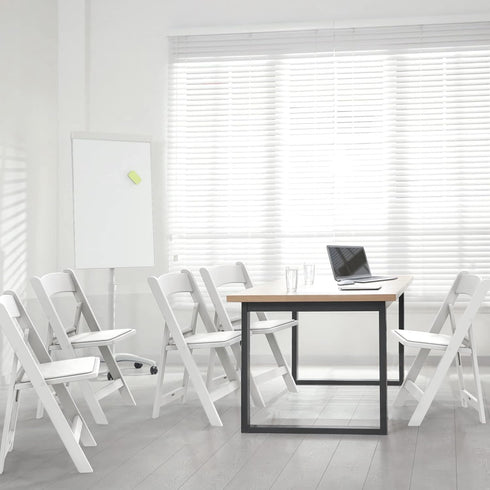 Set 1, (1, VINGLI White Resin Folding Chair with Padded Cushion, of Plastic Foldable Seat for Indoor & Outdoor Use