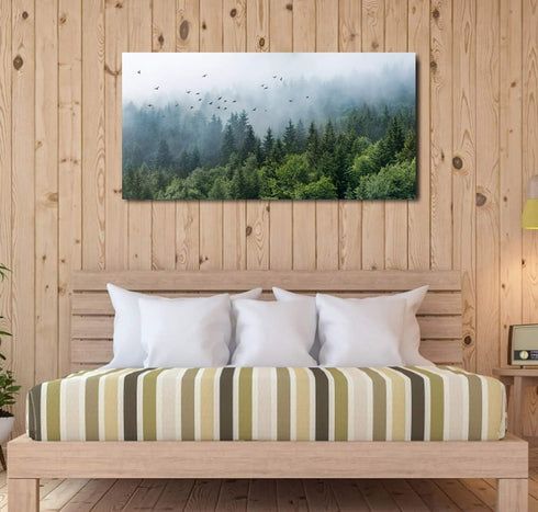 20" 40" Green Forest Wall Art Tropical Forest Mountain Bird Contemporary Canvas Pictures Modern Artwork Framed