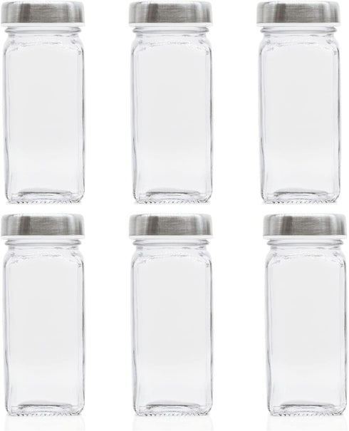 Tianifa 6pcs Spice Jars, 4 oz Glass Seasoning Bottles, Spices Container, Empty
