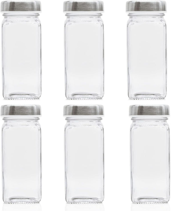 Tianifa 6pcs Spice Jars, 4 oz Glass Seasoning Bottles, Spices Container, Empty