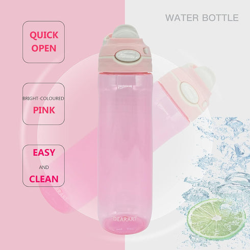 DEARART 2-Pack 26oz Water Bottles - Pink and Sky Blue, AUTOSEAL Wide Mouth, BPA Free, Leakproof, Easy Clean
