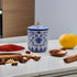 wsmart Countertop, Small Vintage Blue and White Porcelain Salt Cellar with Lid Ceramic Salt Holder Container