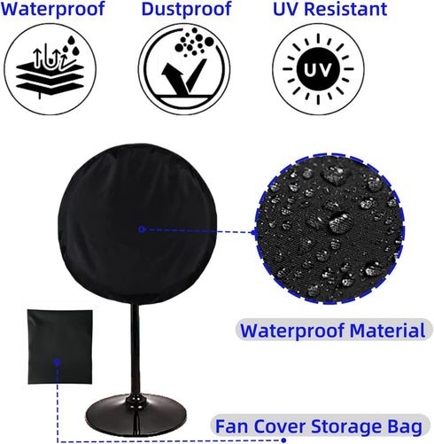 Outdoor Fan Cover, Waterproof & Dustproof, Fits Most 24" & 30" Large Stand Up Pedestal Fans