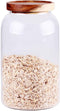 Large Glass Food Canisters, 93 FL OZ Kitchen Storage Container with Airtight Wooden Lids
