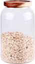 Large Glass Food Canisters, 93 FL OZ Kitchen Storage Container with Airtight Wooden Lids