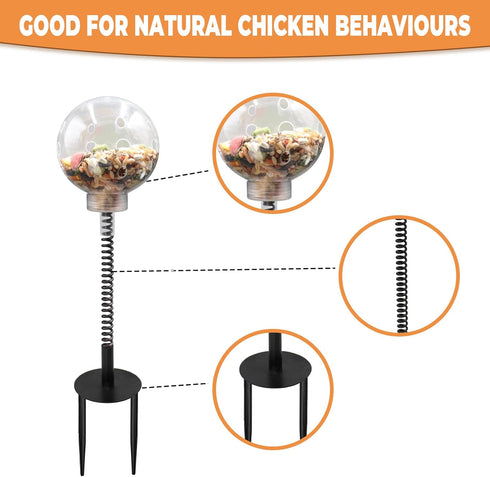 Oooct 2 Pack Chicken Pecking Toys with Swing Feeder, Coop Slow Feeder Toy for Chickens, Chicks, Ducks, Hens, Parrots