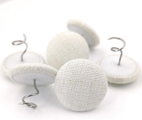 12 Colors Fabric Covered Button Twist Pins Dust Ruffle Pins- for Sofa Upholstery Armchair Caddies, Armrest Covers,Bed Skirts, Slipcovers, Headliners (Rice White, 12)