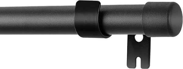 Drapery Window Curtain Rods, 1 Inch Adjustable Heavy Duty Curtain Rod with Brackets, 66 to 120 Inch, Black