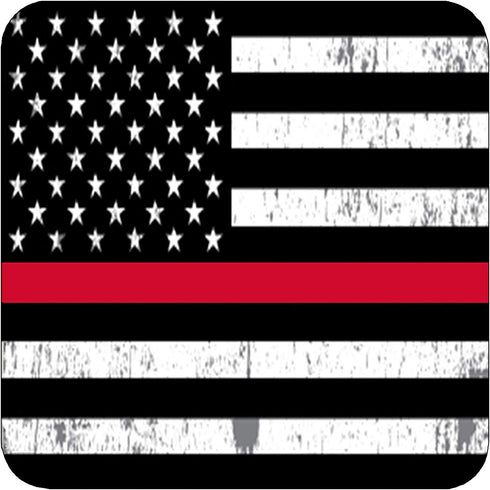Rogue River Tactical Thin Red Line USA Flag Tattered Drink Coaster Set of 4, Gift for Firefighter Fire Department Home