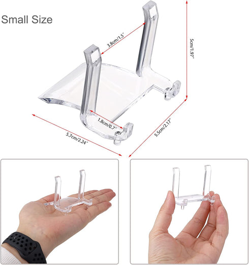 Hipiwe 10 Packs Acrylic Easel Stands, Clear Display Easel Holder for Belt Buckles, Badges, Coins, Medals, 1.97 Inch Tall