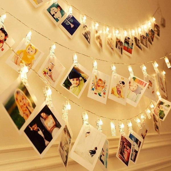 Dopheuor LED Photo Clip String Lights, Battery Operated Starry Fairy Copper Lights with Clips, Warm White for Décor