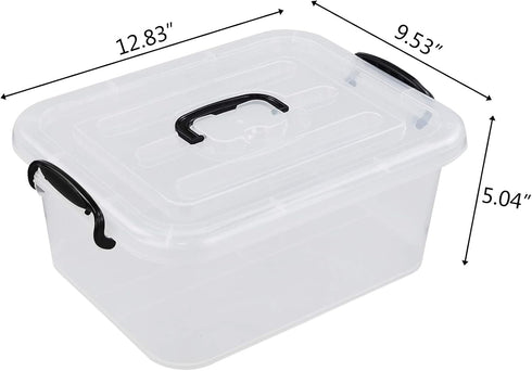 Readsky 8 Quart Lidded Storage Bins, Clear and Black, 2 Packs