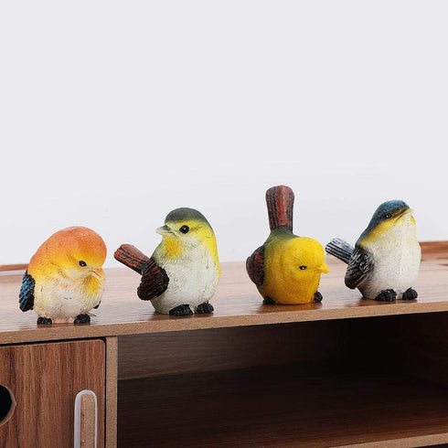 Zerodis Miniature Bird Decorative Figurines - Pack of 4 Resin Birds for Garden