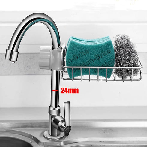 iPstyle Kitchen Sink Caddy Organizer, Over Faucet Sponge Holder, Stainless Steel Hanging Drain Rack for Scrubbers, Soap
